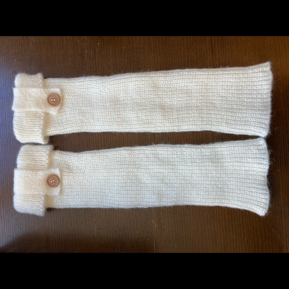 White sweater leg warmers